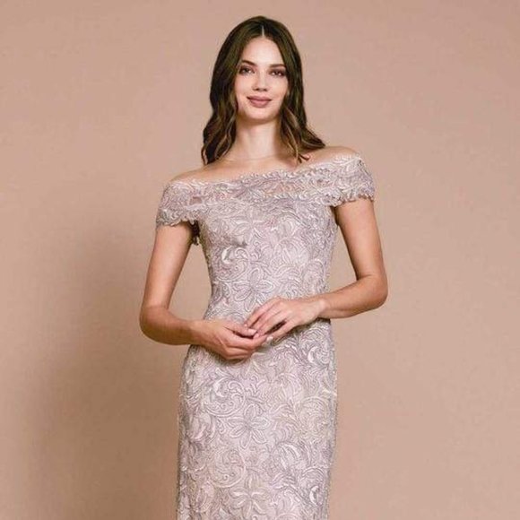 Embroidered Off Shoulder Markle Gown